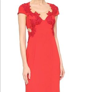 Marchesa Vibrant Red Lace Maxi Dress